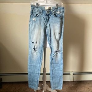 Abercrombie & Fitch Distressed Light Wash Straight Jeans size 2L